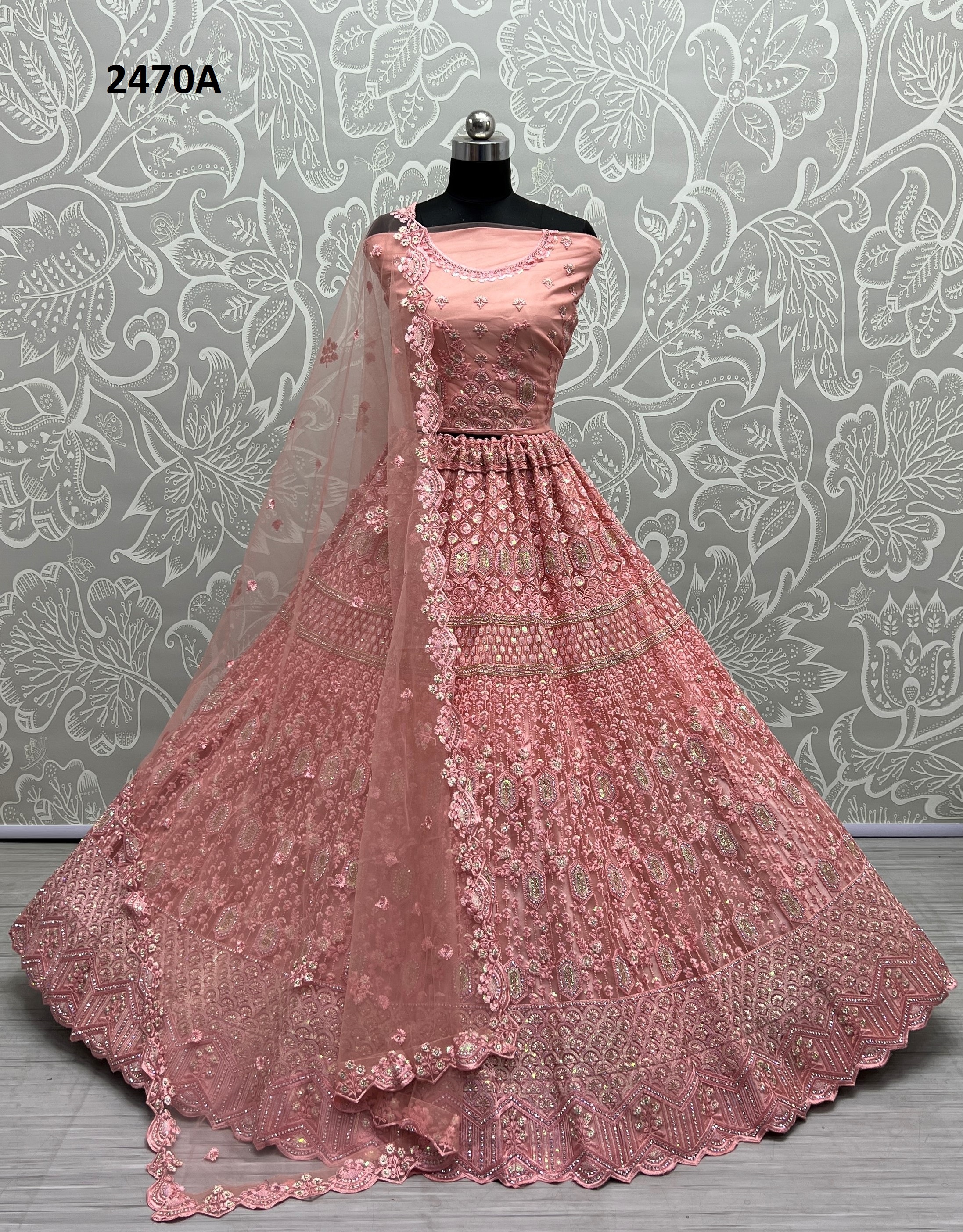 Premium Light Pink Bridal Lehenga with Heavy Multi Thread,Sequence and diamond work